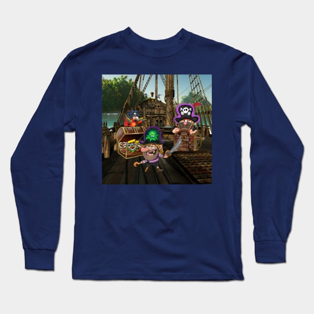 Pirates and treasure Long Sleeve T-Shirt by Paciana Peroni